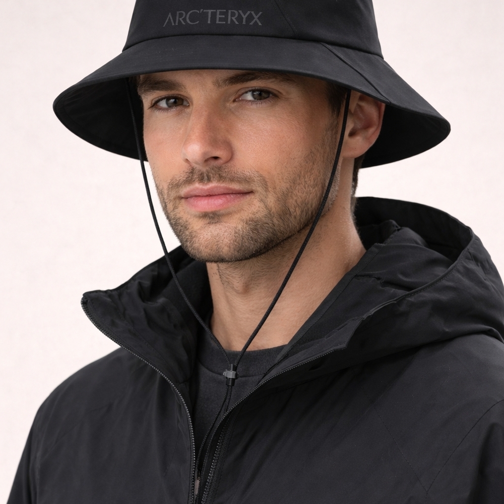 NWOT Arc'teryx Sinsola Bucket Hat Black  Light Breathable Sun Hat Small/M Unisex - Picture 3 of 14
